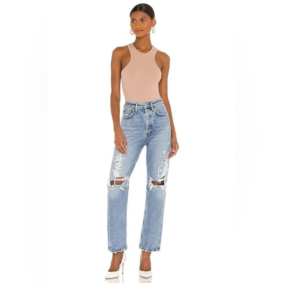 Agolde 90'S Mid Rise Distressed Loose Fit CROPPED in Major - Picture 1 of 12
